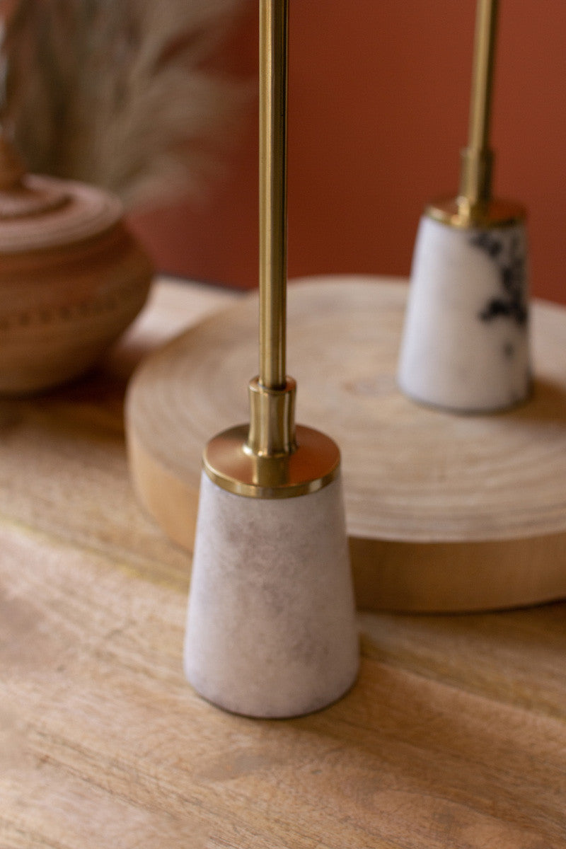 Metal Candle Holder with Marble Accent
