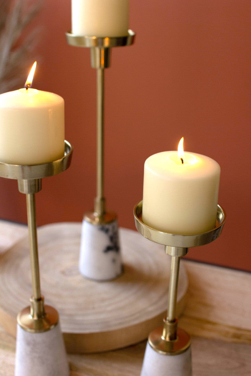 Metal Candle Holder with Marble Accent