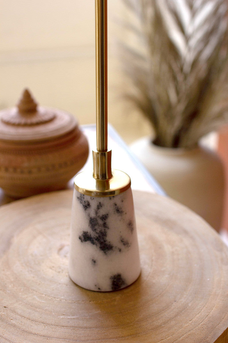 Metal Candle Holder with Marble Accent