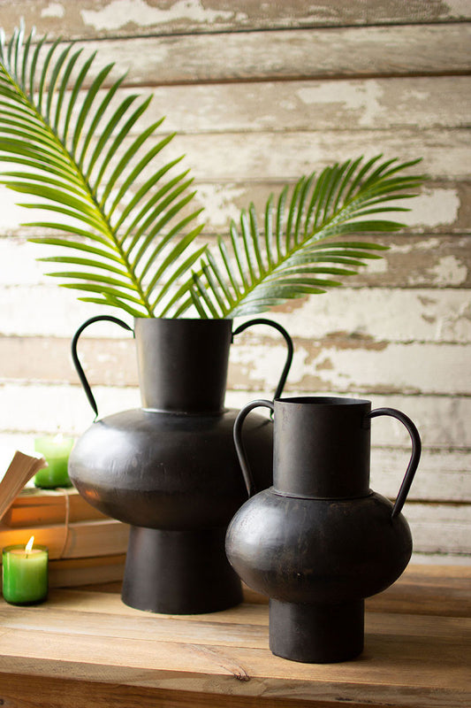 Set of 2 Textured, Metal Urns