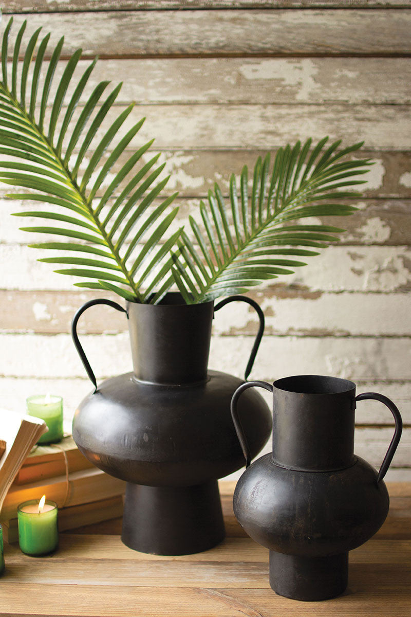 Set of 2 Textured, Metal Urns